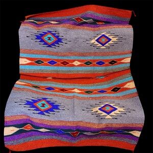 El Paso Saddleblanket Co. Southwestern Aztec Print Blanket Rug 4 x 6 Orange Grey